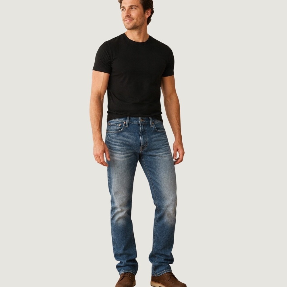 American Eagle Flex Mens 34x32 Straight Leg Jeans Medium Wash Blue Denim